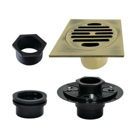 Kingston Brass BSFK4262AB Watercourse 4" Square Shower Drain, Antique Brass