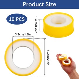 Smomend Teflon Tape DVGW for Gas and Water, PTFE Sealing Tape, 12 mm, 12 m, Teflon Tape, Thread Sealing Tape for Sanitary and Heating Systems, Thread Sealing Thread, White, with Temperature Range -60