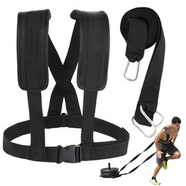 Arnés de trineo para ejercicio, juego de cuerda de entrenamiento físico de resistencia para correr, arnés de tracción de neumáticos, entrenamiento de ejercicio, equipo de asistencia para entrenamiento con correa de hombro acolchada ajustable