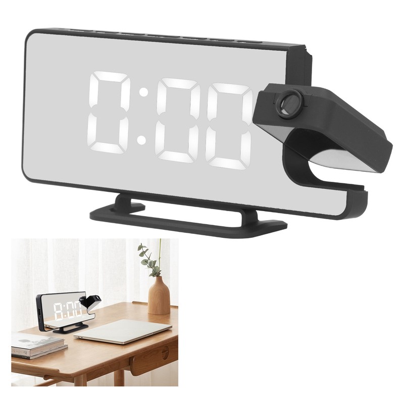 Projection Alarm Clock LED Digital Mirror Alarm Clock Rechargeable 6