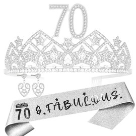 70th Birthday Gift for Her,70 & Fabulous,70th Birthday Tiara and Sash,70th Bday Crown,70 Year Old Woman Birthday Gift,70th Birthday Decoration for Women,70th Bday Tiara and Sash,70th Birthday Favor