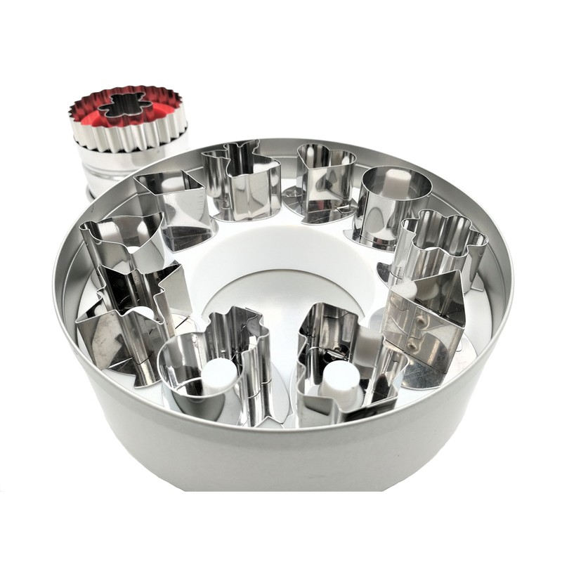 JOKUMO 11 Piece Round Linzer Cookie Cutter Set – High