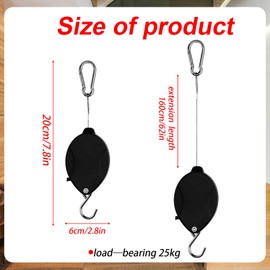 SAVITA 2pcs Retractable Plant Hanger, Adjustable Hook for Hanging Plants Pulley Plant Hanger for Indoors Garden Apply to Flower Basket Pot Bird Feeder (Black)