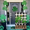 CROWNED BEAUTY St Patricks Day Shamrocks Truck Garden Flag 12x18