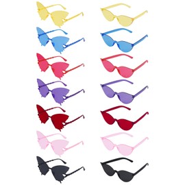 VirtuGro 14PCS Partybrillen Katzenauge und Schmetterling Erwachsene Partybrille Rave Brille Lustige Brillen Party Accessoires Malle Brille für Geburtstagsparty Foto Hochzeit Bunt