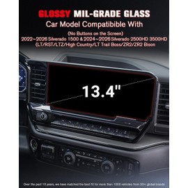 ASZSK For 2022~2026 Chevy Silverado 1500& 2024~2026 Silverado 2500HD 3500HD (LT/RST/LTZ/High Country/LT Trail Boss/ZR2/ZR2 Bison) 13.4 Inch Glossy Screen Protector - Tempered Glass - Touchscreen *1