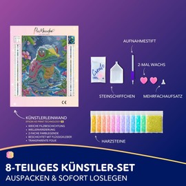 Picmondoo Diamond Painting Mini – Donatello Schildkröte – 20x15 cm DIY Set mit Harzsteinen & irisierender Beschichtung – Komplettset für Erwachsene & Kinder