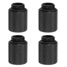 sourcing map 4pcs Water Cooling Adapter G1/4" Thread Male to Female 0.79" Column Length Mini Compression Fitting Copper Extender Fitting with O-Ring for Computer PC Water Cooled System, Black