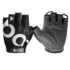 Alioth Star Cycling Gloves Men Women Half Finger Gel Padded Mountain Road Bicycle Race Breathable Summer Gloves (Black, L)