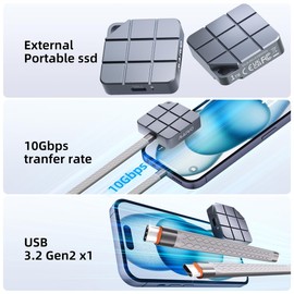 MAIWO USB-C External SSD, 2TB Portable Solid State Drive (SSD), M.2 NVME SSD, SSD External Hard Drive, Up to 1,050MB/s, USB 3.2 Gen 2 Type-C (Grey, 2TB)