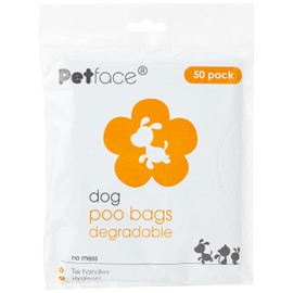 Petface No Mess Tie-Handle Degradable Dog Poop Bags, Pack of 50 Black