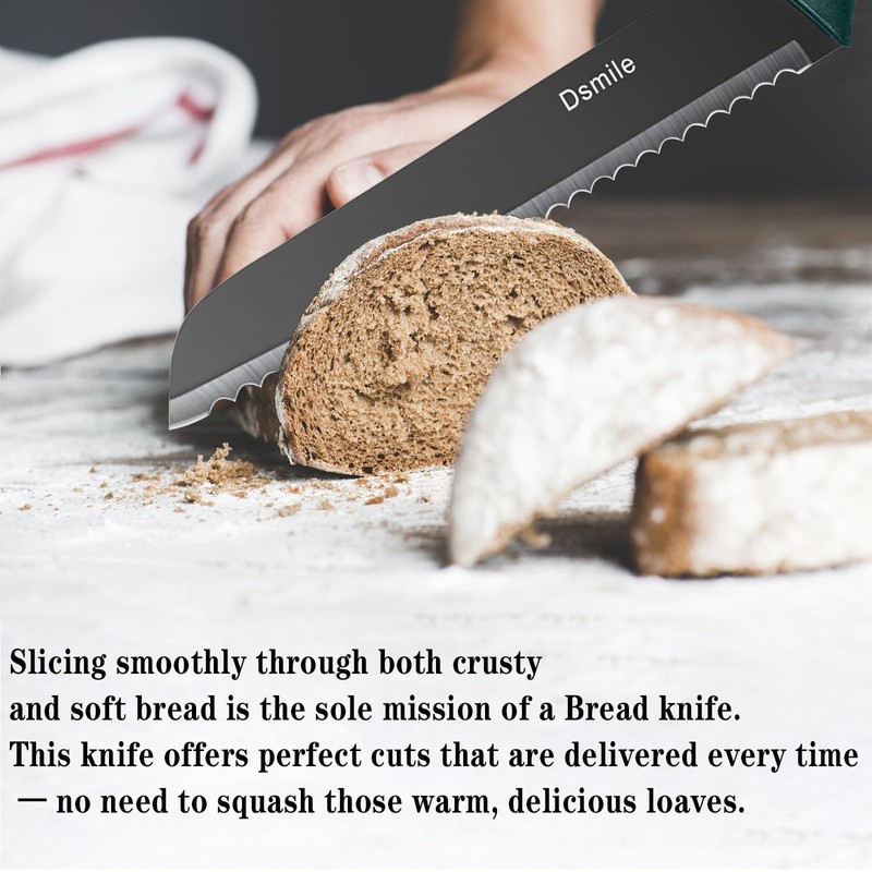 Dsmile 4 PCS Kitchen Knife Set,Black Stainless Steel Knives with