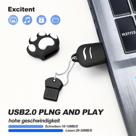 USB Flash Drive 64GB, High-Speed USB 2.0 Mini Cartoon 64GB Memory Stick Cute Cat Paw Shape USB Pen Drive Thumb Drive for PC, Laptop etc (Black)