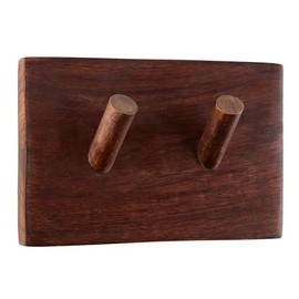 47th & Main Wall Mounted Hook Mango Wood 2-Peg Hook, 7.5" x 5", Walnut