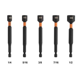 Railer Nut Driver Set - Premium S2 Steel 6 Inch 5-Piece Nutsetter Bit Set With A Storage Bit Holder & Carabiner