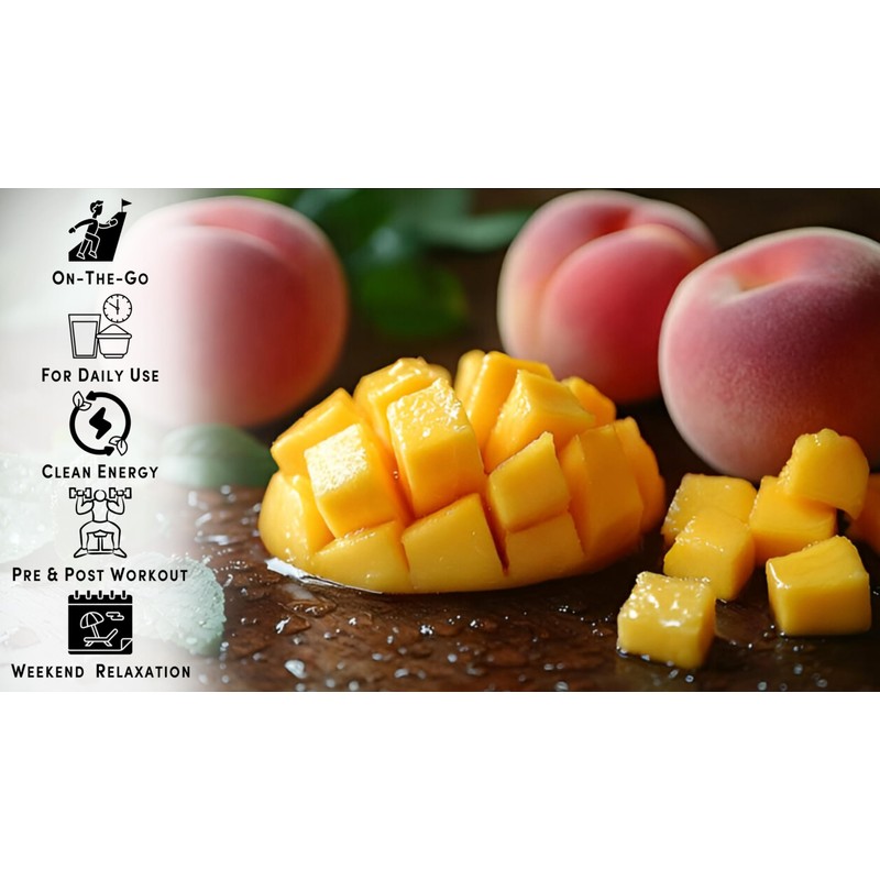 Bobelo Natural Energy Drink Powder, Peach Mango, 15 Count, Sugar