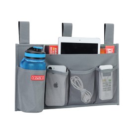 Zafit Hanging Bedside Caddy, Bedside Storage Organizer for Magazine, Phone, Remote control (5 Pockets-Grey)