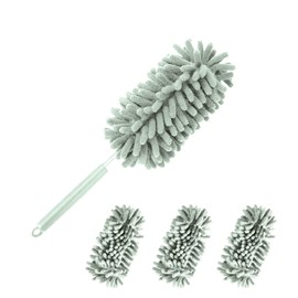 Melchizedek 4Pcs Reusable Microfiber dusters Refills Microfiber Duster for Cleaning extendable Pole Duster Washable Damp Duster Bendable Dry Dusters with Extension Handle Pole Supplies (Green)