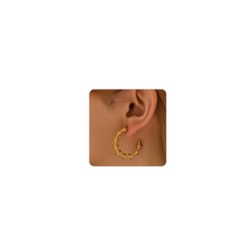ARAVOP Gold Chunky Hoop Earrings for Women 18K Gold Plated Oval Hoop Earrings Trendy Lightweight Irregular Large Hoops Earring
