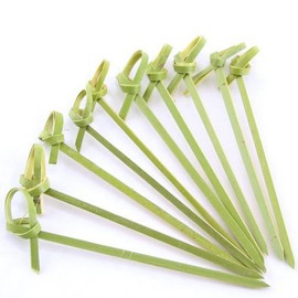 JapanBargain 1596x2, Bamboo Cocktail Picks Skewers for Appetizer Snack Sandwich Finger Food Tapas Fruit Kabob BBQ Hors D'oeuvre Twisted End Knotted Bamboo Sticks, 4 inch, 100pcs
