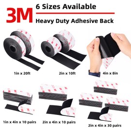 Hook and Loop Tape 2in x 10ft, Heavy Duty Adhesion Strip, Slef Adhesive Interlocking Tape, Back Adhesive Mounting Strips, Reclosable Sticky Back Interlocking Nylon Picture Hanging Strips