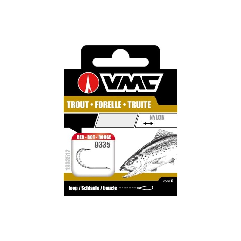 VMC Perfect Forelle rot gebundene Forellenhaken 120cm Vorfach, Größe:6