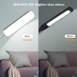 Wio-Mio 15w/1000lm Bright LED Floor Lamp with Stepless Adjustable 3000K-6000K Colors and Dimmer, Remote and Touch Control Reading Lamp, Adjustable Gooseneck Floor Lamp for Living Room