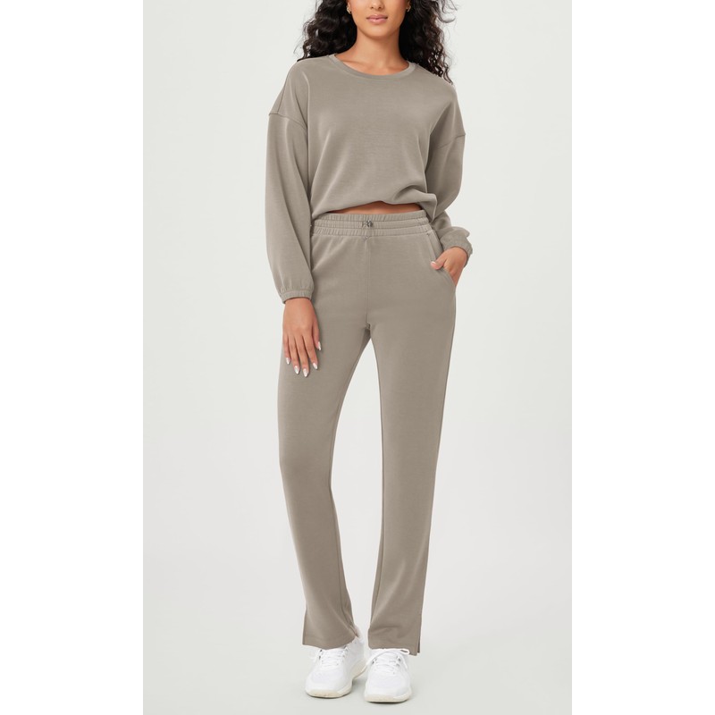 ODODOS Women's Modal Soft Split-Hem High Waist Pants with Pockets