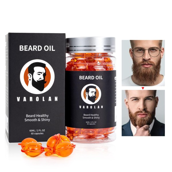 Varolan Mens Beard Oil Capsules,Natural Beard Oil for Men,Naturally Ingredients