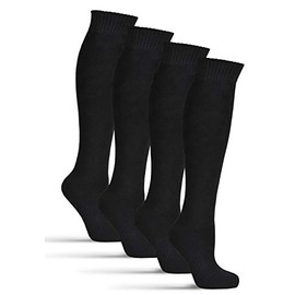 Frostfighter Men's Thermal Knee Socks (4 x Pairs) Winter Ski Full Terry Cloth Lining Cotton, black, 39 - 42