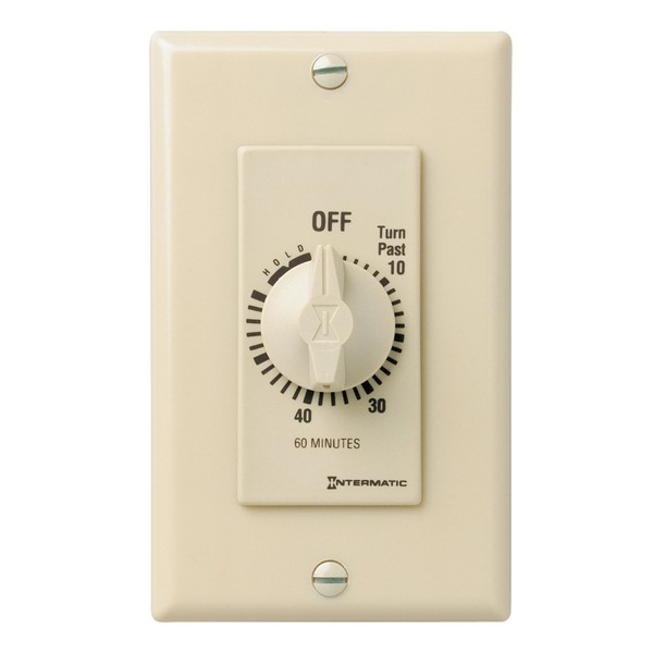Intermatic FD60MH 60-Minute Spring-Loaded Wall Timer for Fans and Lights, Ivory