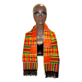 ShopHaven African Kente Scarf, Stole, Cloth - Black Graduation, History, Kwanzaa, Afrocentric Print - Africa