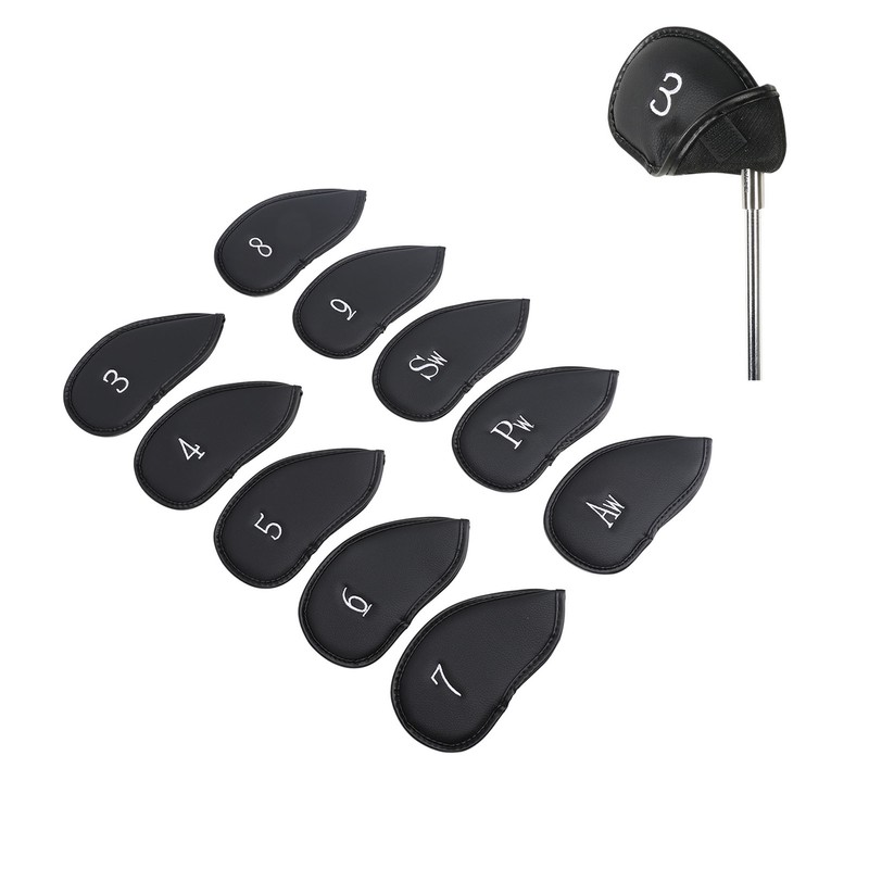 10PCS Golf Club Head Cover PU Leather Protective Abrasion Resistant