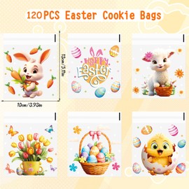 DERAYEE Cellophane Bags, 120 Pieces Easter Cellophane Bags, Candy Bags, Easter Children's Party Candy Bags