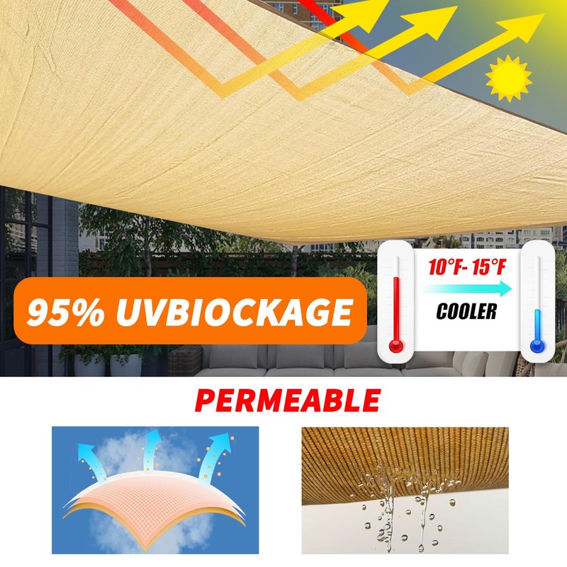 OOTONAT 16' x 20' Rectangular Sun Sail Shades Canopy UV