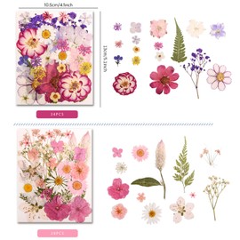 222 PCS Real Pressed Dried Flowers and Leaves with Butterfly Stickers & Tweezers – Natural Dried Flowers for Resin, Candle, Jewelry, Nail Art, Scrapbooking & DIY Crafts (Colour 222)