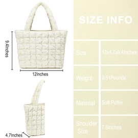 CAMTOP Lunch Box for Women Girls Insulated Cute Lunch Tote Bag Lunchbox Cooler Puffer Bag for Work Travel Picnic(Beige)