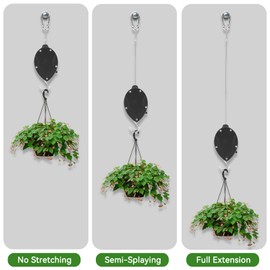 Plant Rollers Hook, Hanging Basket Holder, Retractable Pulley Plant Hanger, Hanging Basket Hook, Hanging Basket Roll for Hanging Plant Baskets, Bird Cages, Wind Chimes