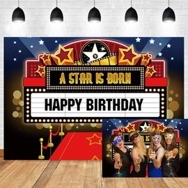 OERJU 5x4ft Movie a Star is Born Photography Backdrop Shinny Red Carpet Awards Night Ceremony Photo Booth Background Event Decor Vintage Costume Happy Birthday Party Supplies Banner Vinyl