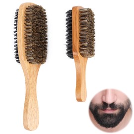 2 Stück Bartbürste Bartpflege Bürste Haarbürsten mit Wildschweinborsten Professionelle weichen Haarbürste Antistatische Bürste für Bart Toupierbürste Nasse und Trockene Haare Glatte und Lockige Haare