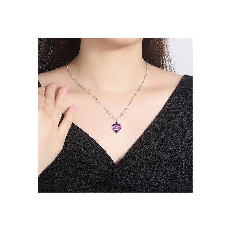 Q&D&S Crystal Urn Necklace for Ashes, Heart Birthstone Memorial Cremation