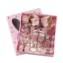 HMBE Baby Hair Clips and Hair Ties Babies Barrettes Bows Ties Toddlers Barrettes Assorted Styles Girl Hair Accessories Set (CORAL PINK)