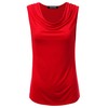 FASHIONOLIC Women's Cowl Neck Ruched Draped Sleeveless Stretchy Blouse Casual