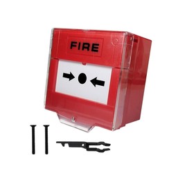 Alnicov Resettable Call Point with Alarm Sounder Lift Cover Protector, Surface Mount with LED Status Indicator, Red Plastic, Emergency Exit Door Lock Release Switch
