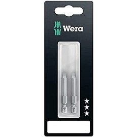 WERA 073077 2-Piece Square Head Screwdriver Bit Insertion 0.25 inch (6.35 mm) Blade Size SQ2 Total Length 2.0 inches (50 mm)