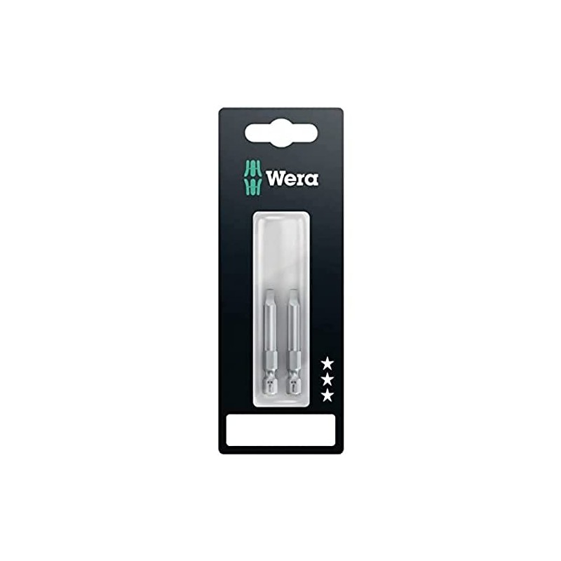 WERA 073077 2-Piece Square Head Screwdriver Bit Insertion 0.25 inch