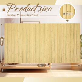 Juexica 1 Pcs Natural Bamboo Wall Panel for Interior Wall 4 x 8 ft Bamboo Covering Renewable Pole Wainscoting Room Divider Decoration for Bedroom Living Room Kitchen Island Office (Natural)