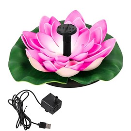 Water Fountain for Bird Baths, Water Lily with USB Small Fountain Pump for Birdbath, Garden, Pond, Pool, Outdoor Decor (Rose Pink)
