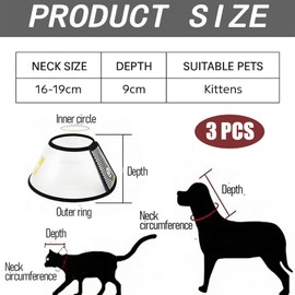 Cat Cone, Pet Elizabethan Collar Adjustable Lightweight Anti Lick Bite Pet Cone For Cats Small Dogs Rabbits Grooming Surgery Healing Use(There Are 2 PCS And 3 PCS) (2, White)