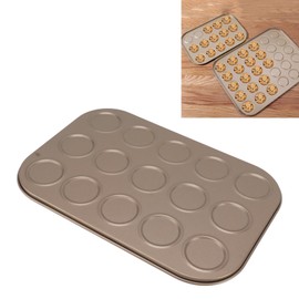 Muffin Top Baking Pan, Gold Even Heating Muffin Baking Pan Heat Resisting for Kitchen Room (15 Hole)